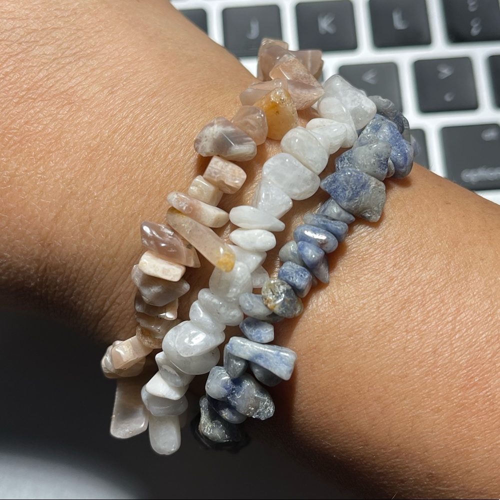 Three crystal chips bracelets